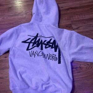 Stussy Gray Hoodie with Black Logo